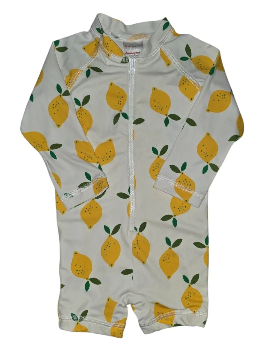 Hanna Andersson Lemon Print Swimsuit - White & Yellow
